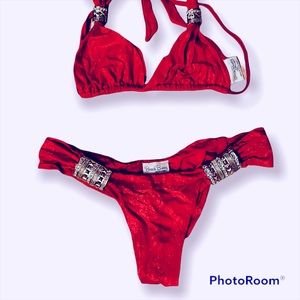 Red shimmer Bikini